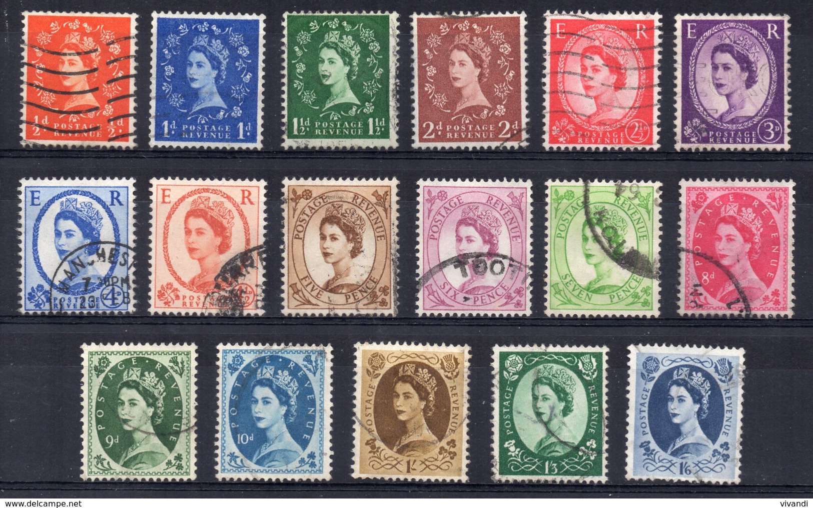 Great Britain - 1958/60 - Definitives (Watermark Multiple Crown) - Used - Oblitérés