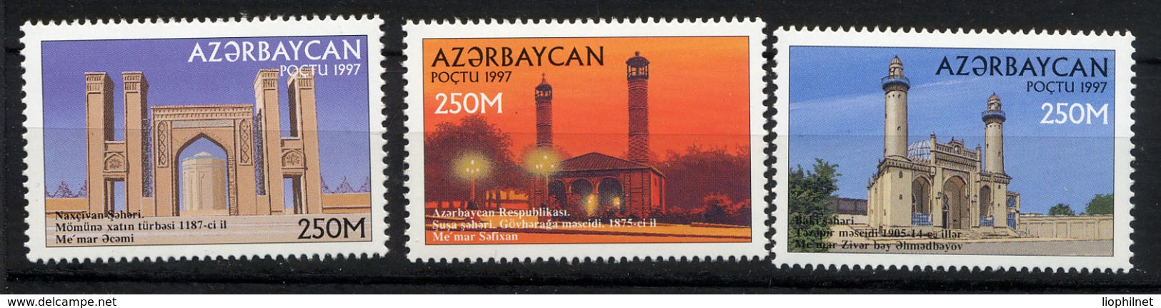 AZERBAIDJAN AZERBAIJAN 1997, Mosquées, 3 Valeurs, Neufs / Mint. R866 - Aserbaidschan