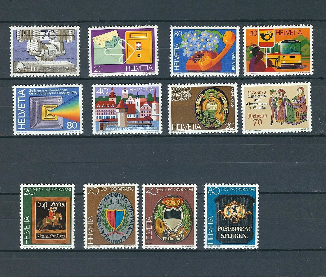 SWITZERLAND, 1978-81LOT OF STAMPS (Various) 12v MNH - Neufs