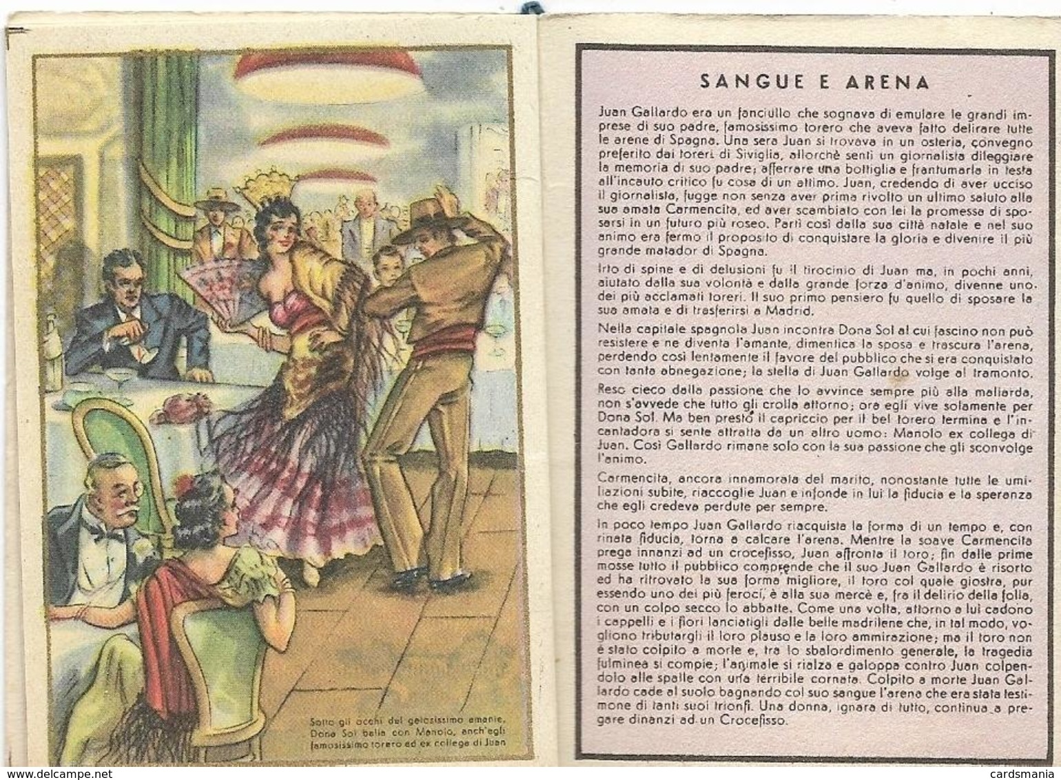 Calendarietto SANGUE E ARENA 1950 - Small : 1941-60