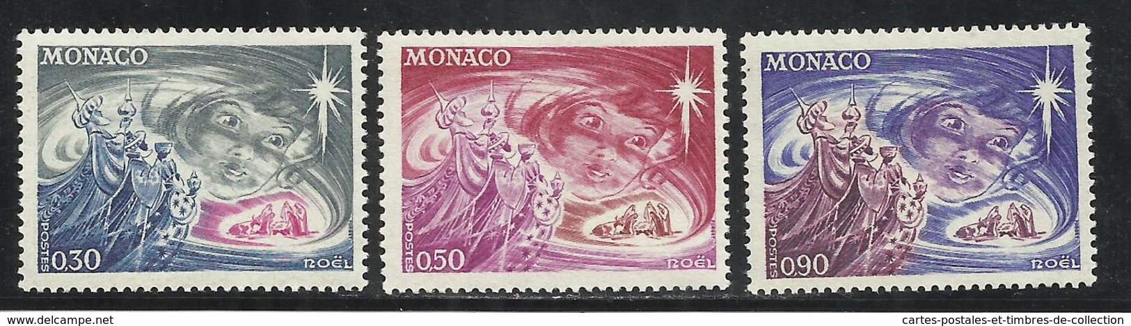 MONACO , Lot De 3 Timbres , Noel , Visage D'enfant , La Nativité & Les Rois Mages , 1972  ,N° YT Du 900 Au 902 , NEUF ** - Ungebraucht