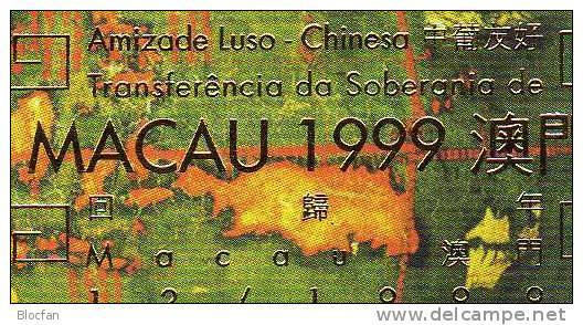 Festival 1999 MACAO Blocks 72+I ** 9€ Portugal Rückgabe Macau An China Bf Waps Blocs Gold Overprint Sheets Bf MACAO - Ungebraucht