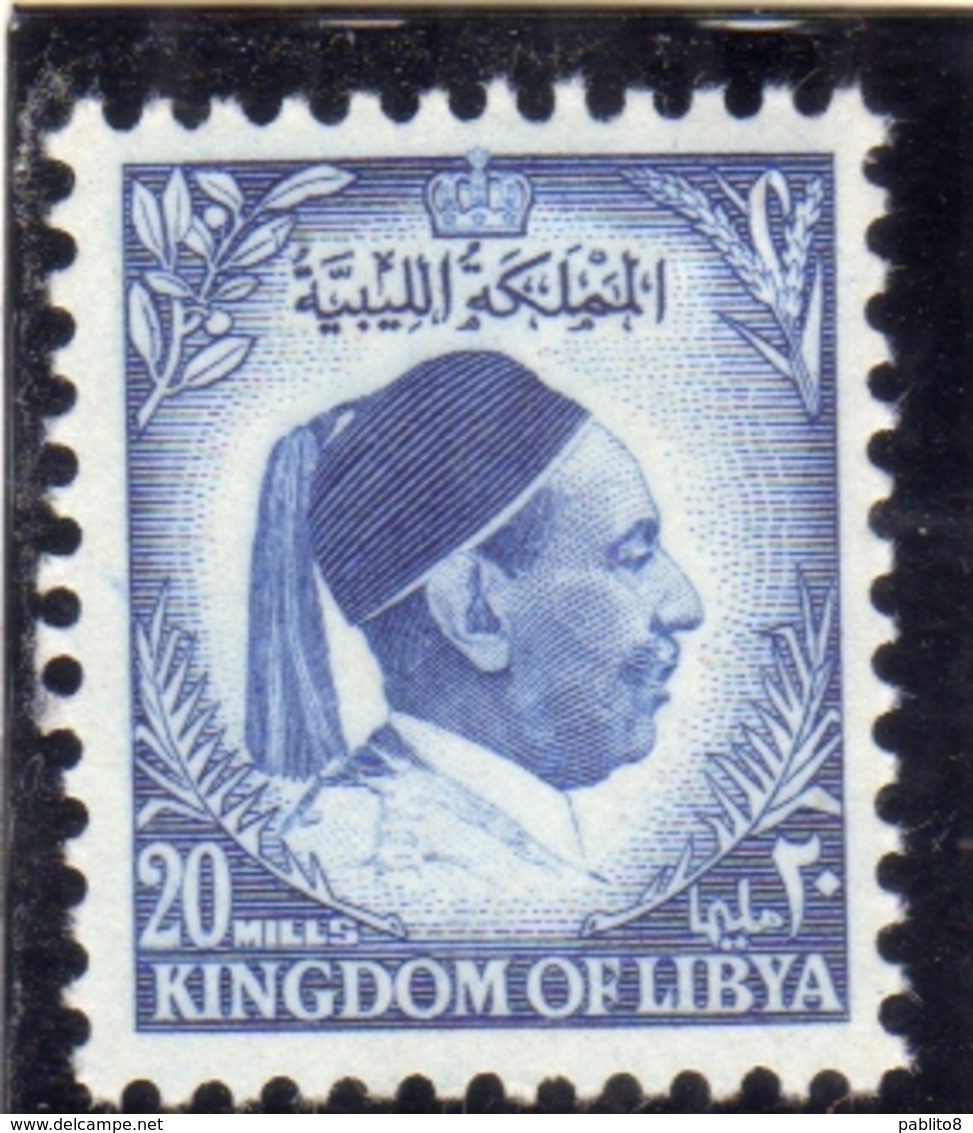 UNITED KINGDOM OF LIBYA REGNO UNITO DI LIBIA 1952 RE IDRISS KING MILLS 20m MNH - Libia