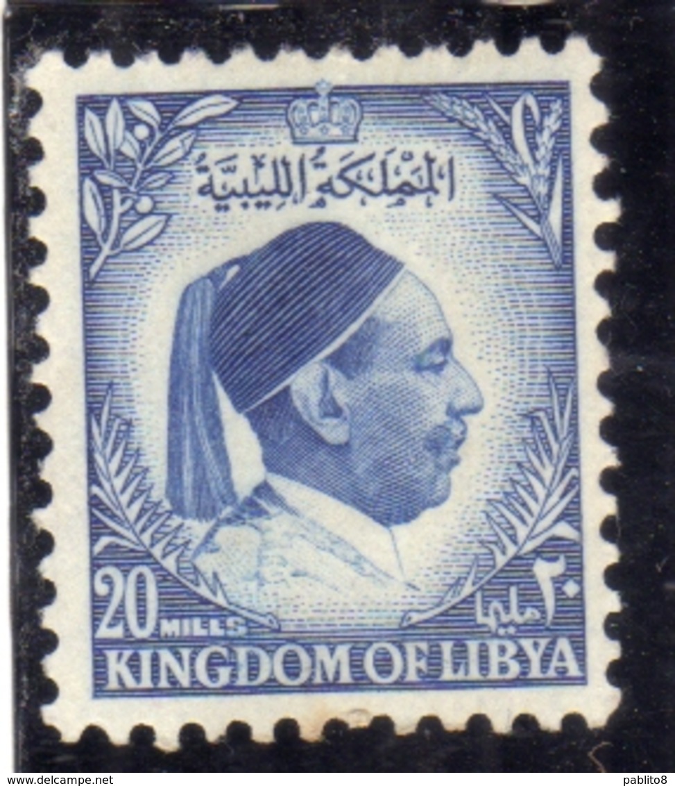 UNITED KINGDOM OF LIBYA REGNO UNITO DI LIBIA 1952 RE IDRISS KING MILLS 20m MNH - Libia