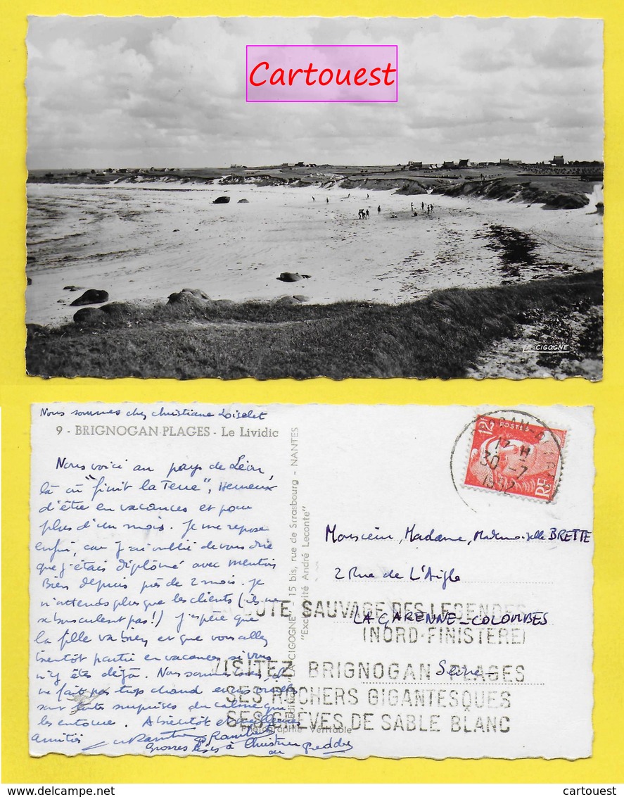 CPSM  BRIGNOGAN PLAGE 29 ֎ Plage Du Lividic  ֎ 1952 + Grosse Flamme Peu Commune - Brignogan-Plage