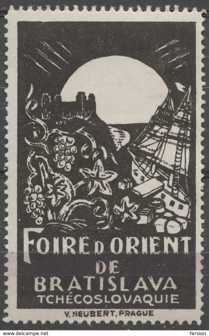 France GRAPE Sailing Ship Danube Czechoslovakia Bratislava CASTLE Fortress Fair CINDERELLA LABEL VIGNETTE Orient - Ships