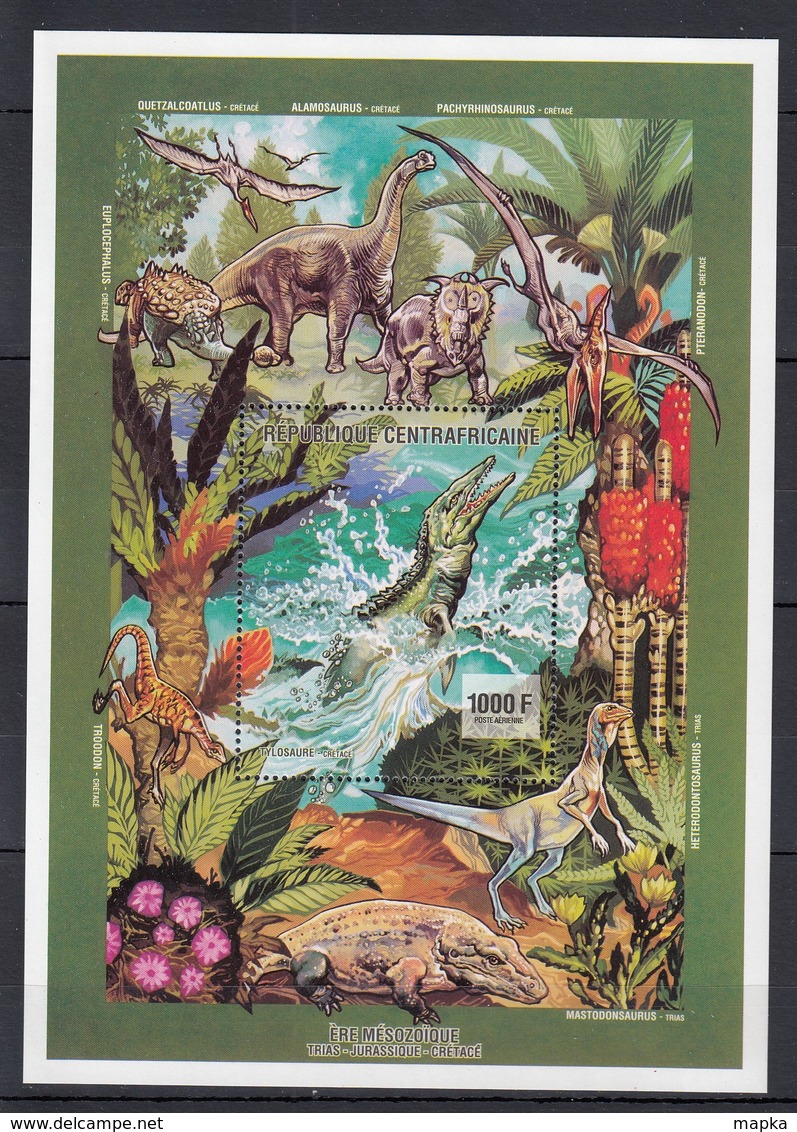 M609 CENTRAFRICAINE PREHISTORIC ANIMALS DINOSAURS 1BL MNH - Vor- U. Frühgeschichte