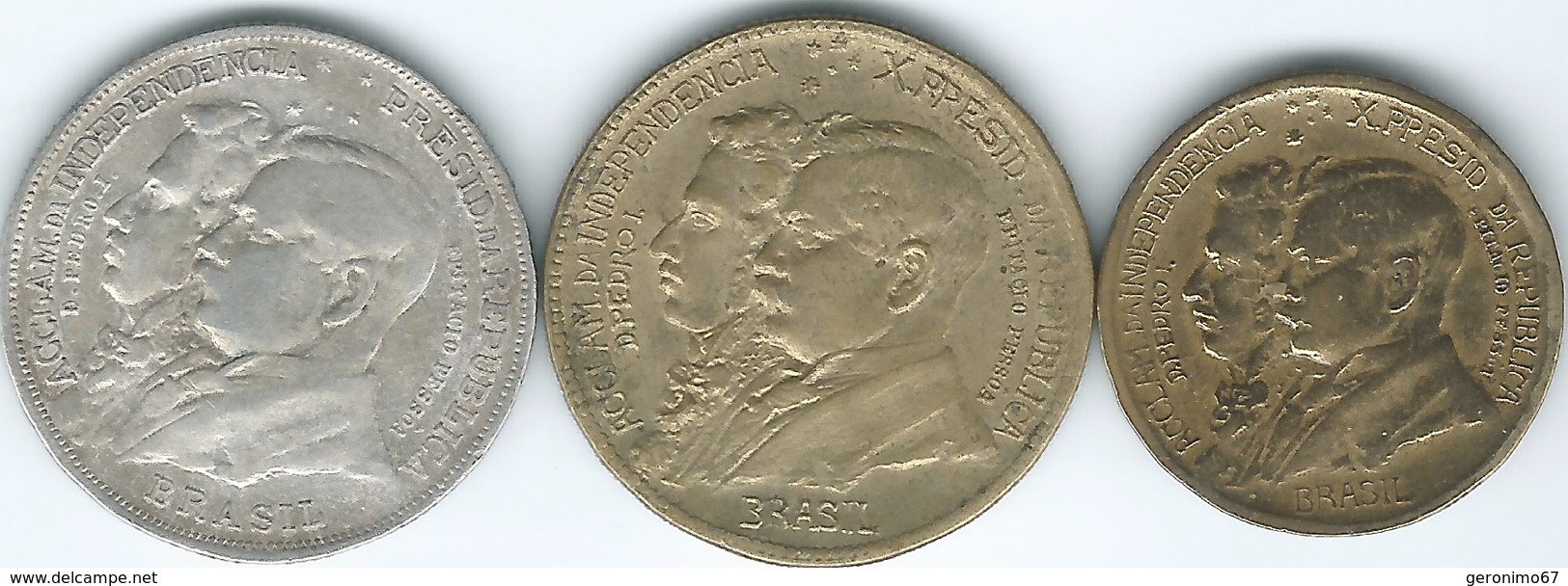 Brazil - Undated (1922) Independence Centennial - 500, 100 & 200 Réis (KMs 521-523) - Brésil