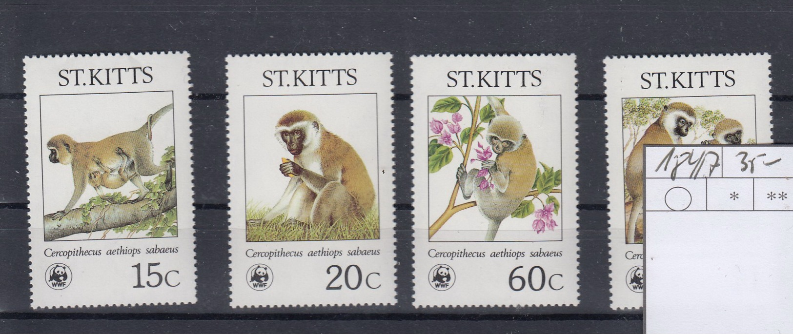 St.Kitts (BBK) Michel Cat.No. Mnh/** 184/187  Wwf Issue Monkey - St.Kitts Und Nevis ( 1983-...)