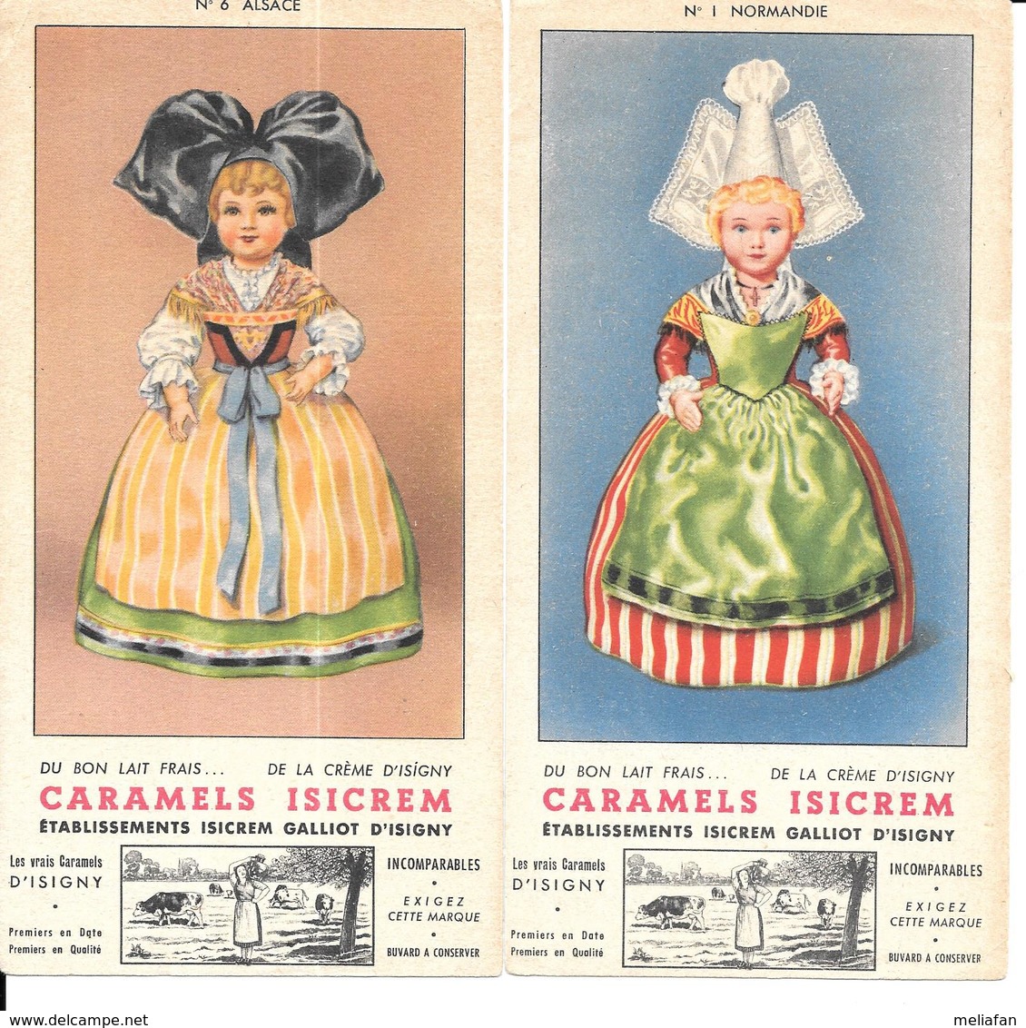 GF1335 - BUVARDS CARAMELS ISICREM ISIGNY - NORMANDIE - ALSACE - I