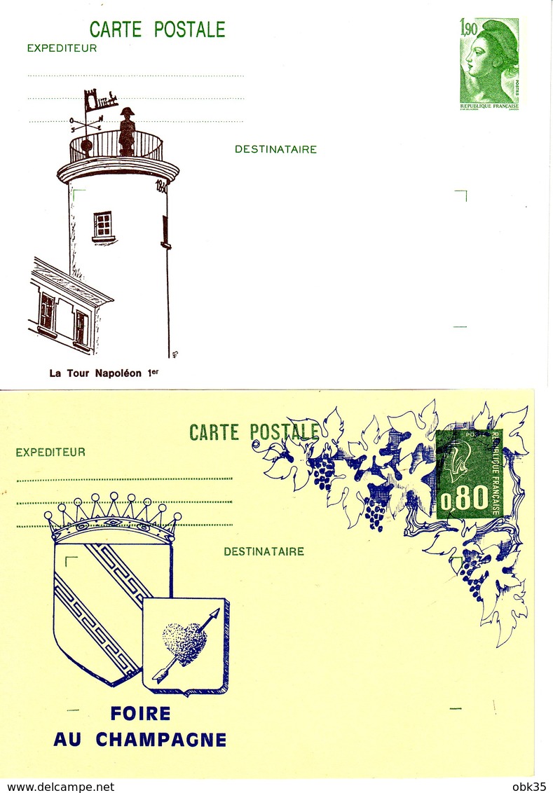 E10. 2 CP NEUVES POSTE PREMIER EMPIRE NAPOLÉON - FOIRE AU CHAMPAGNE BEQUET LIBERTÉ GANDON - Cartoline Postali Ristampe (ante 1955)