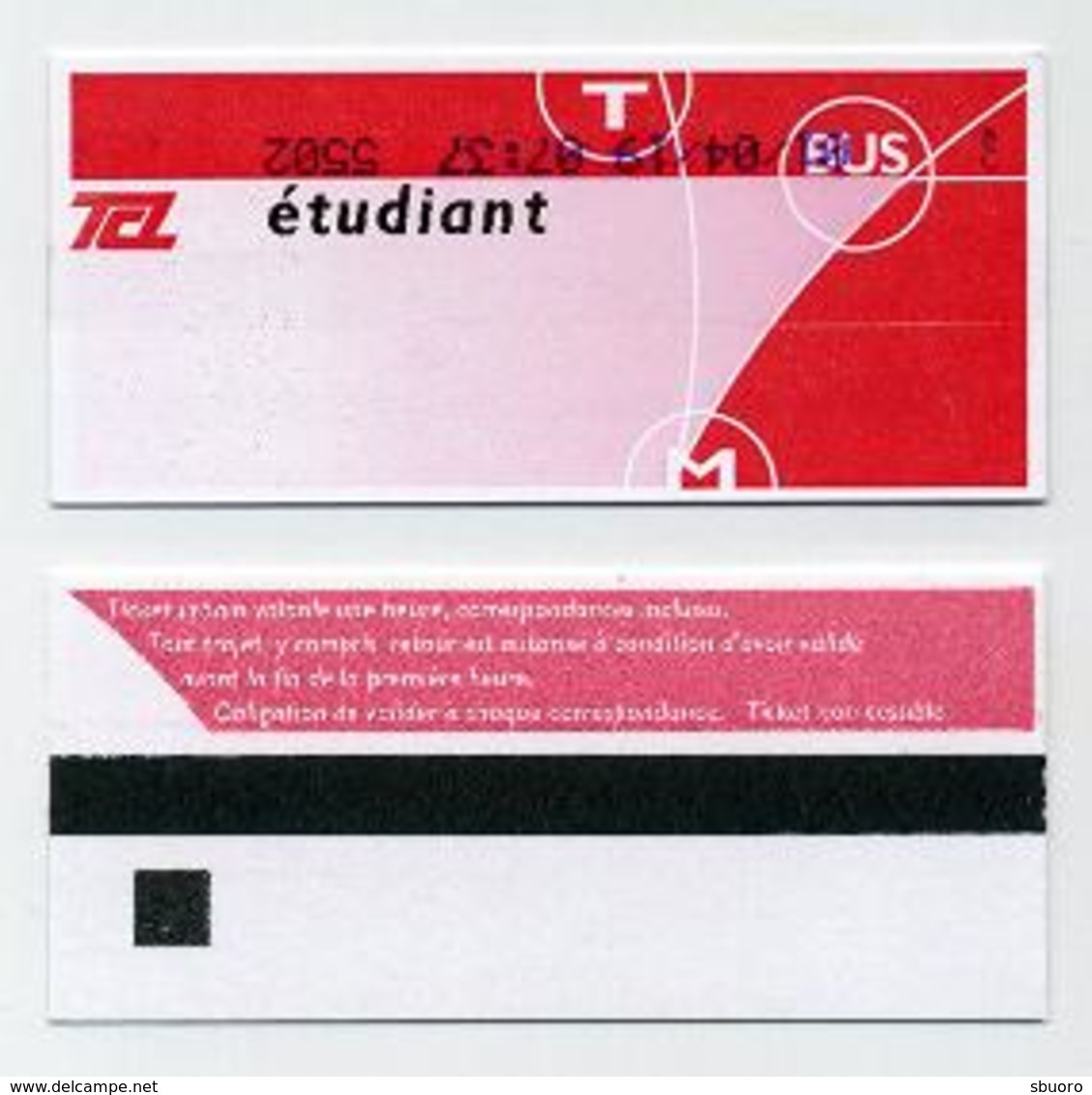 Ticket De Transport (bus, Tram Ou Métro) Avec Mention étudiant - Lyon 69 Rhône - TCL Pour Tous. Lire Description - Europe