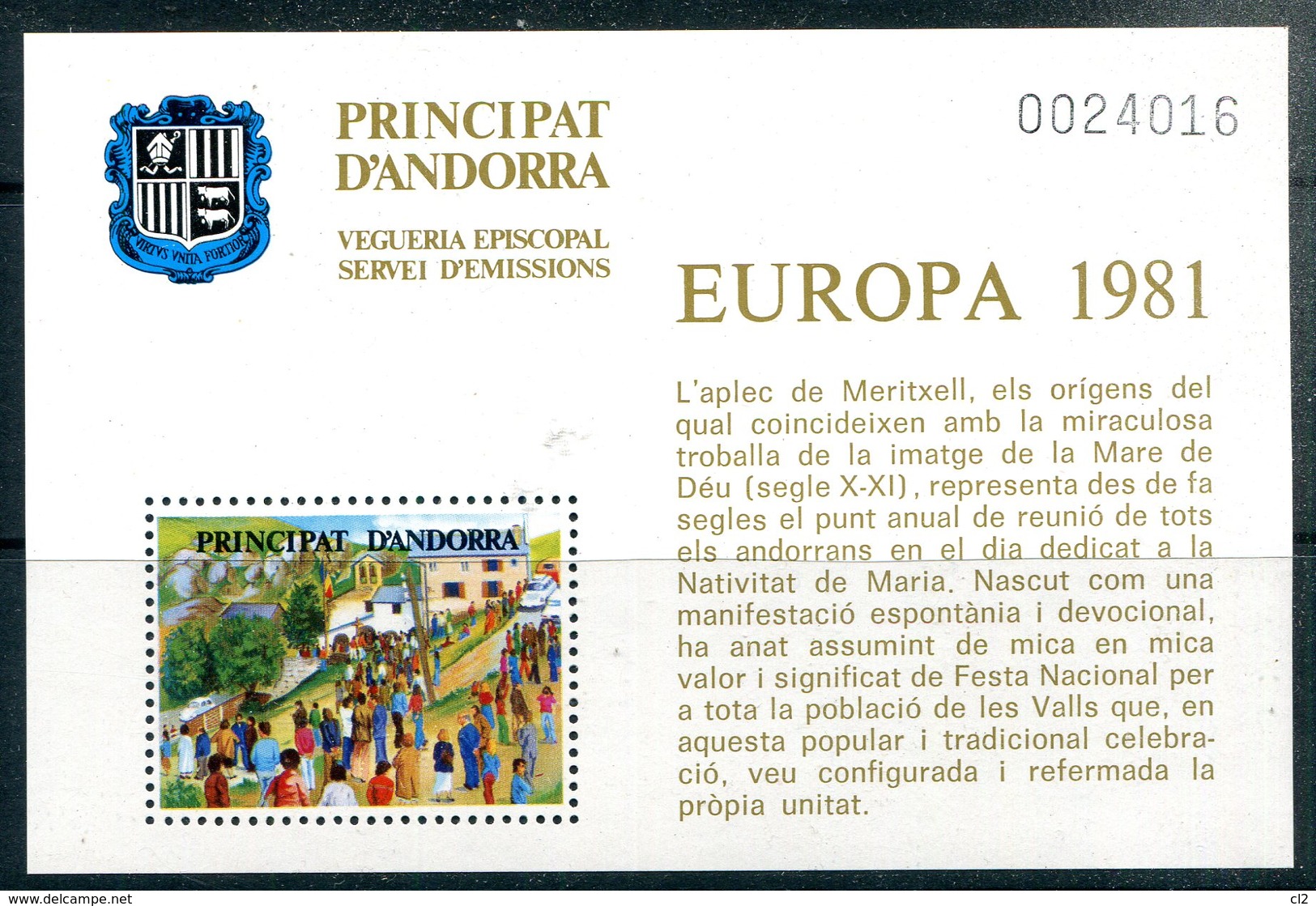 ANDORRE - Viguerie épiscopale - BF Europa  1981 - Viguerie Episcopale