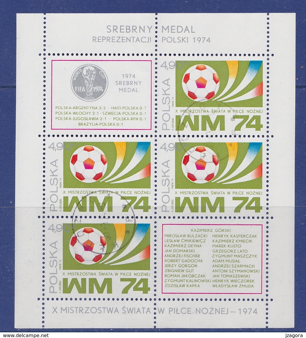 SOCCER FOOTBALL WORLD CHAMPIONSHIP MUNDIAL GERMANY 1974 POLAND POLEN POLOGNE SECOND PLACE Mi Bl. 60 Used With Gum - 1974 – Germania Ovest