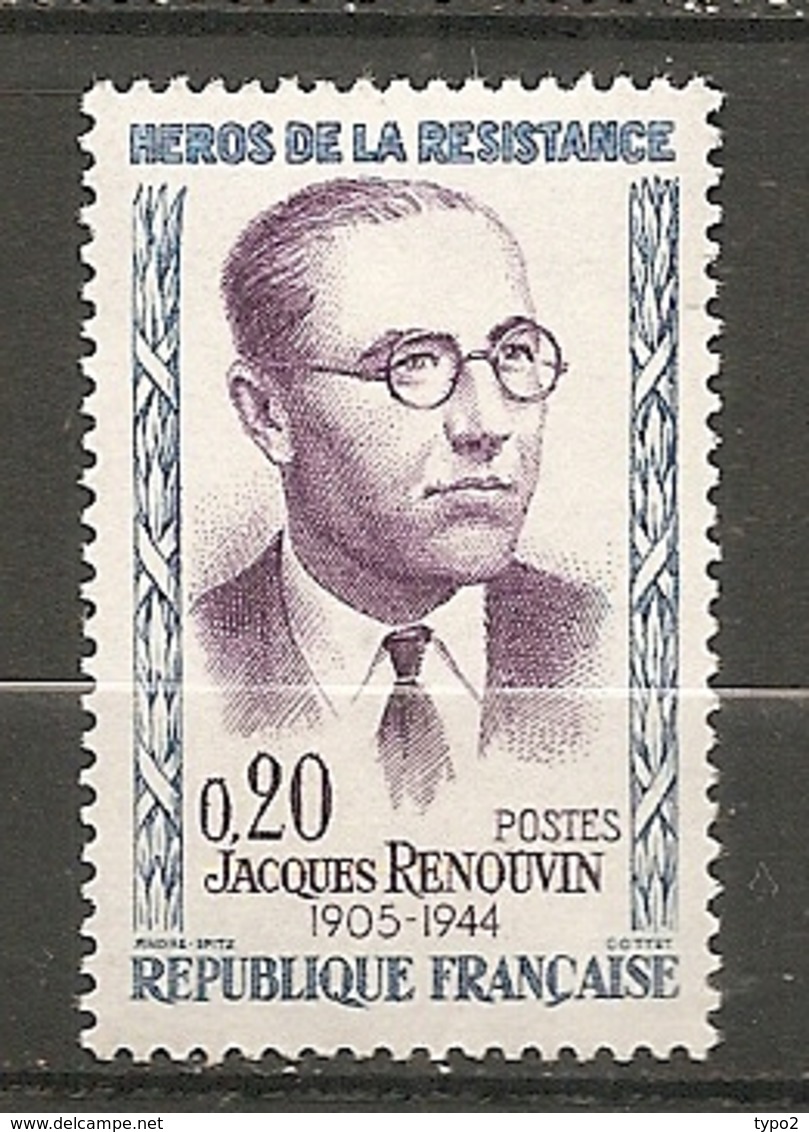 1961 Yv. N° 1288   ** MNH 20c   Renouvin   Cote  1,2  Euro TBE - Neufs