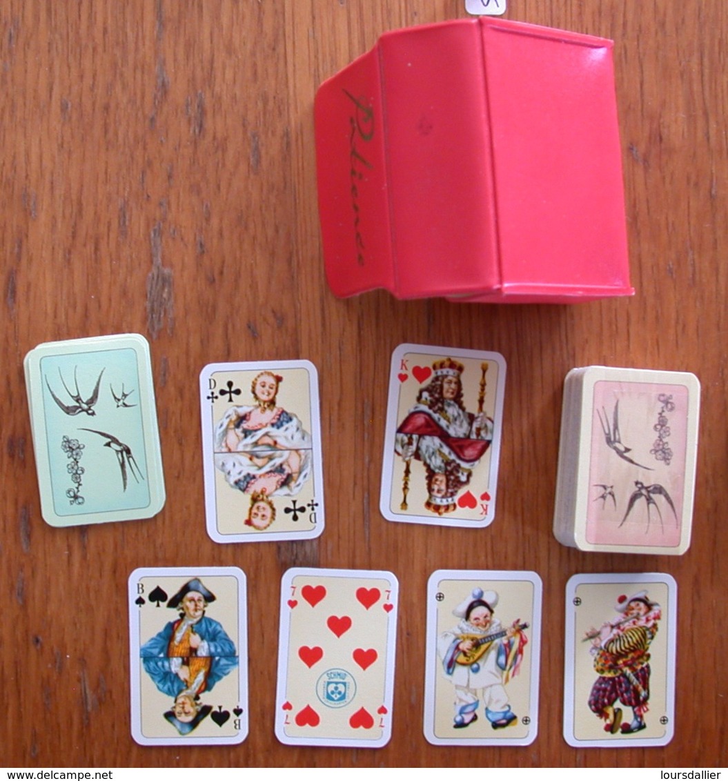 JOLI COFFRET 2  JEUX DE  CARTES A JOUER  PLAYING CARDS MINIATURE HIRONDELLES AU DOS 11 - Other & Unclassified