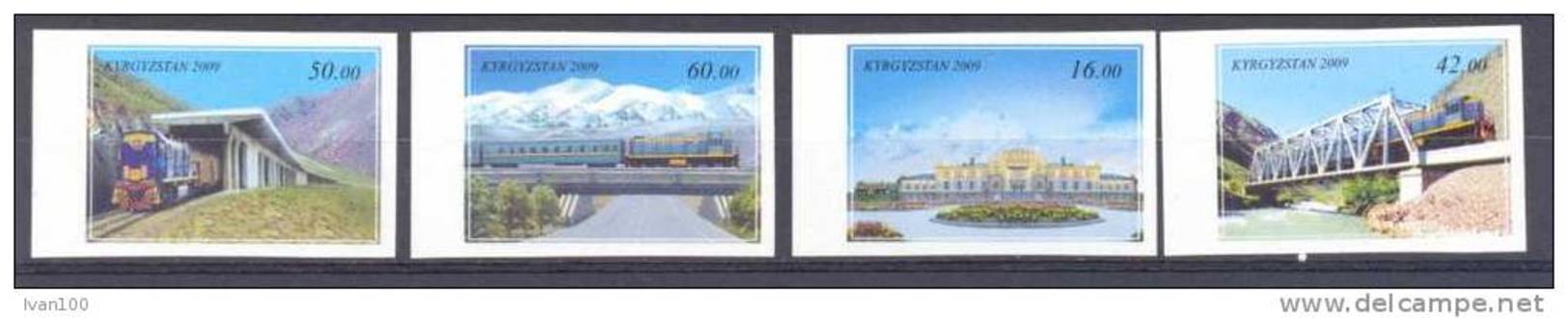 2009.  Kyrgyzstan, Railways & Bridges, 4v IMPERFORATED, Mint** - Kyrgyzstan