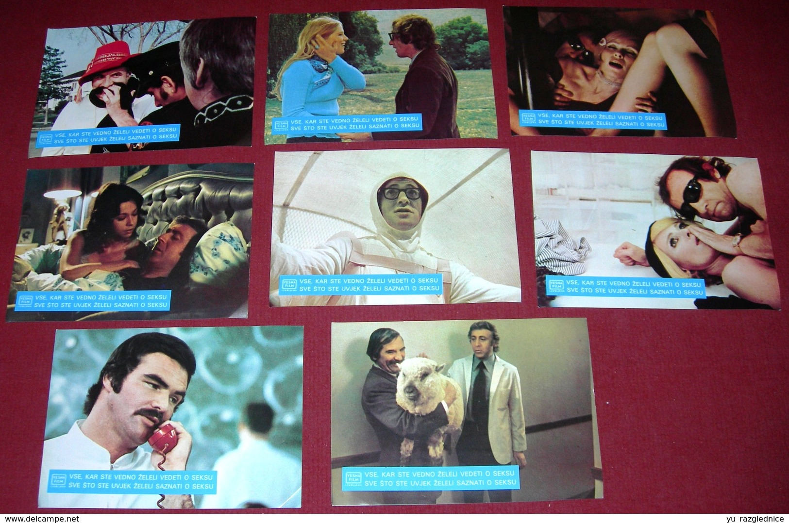 Woody Allen Everything You Always Wanted To Know About Sex Burt Reynolds  8x Yugoslavian Lobby Cards - Foto's