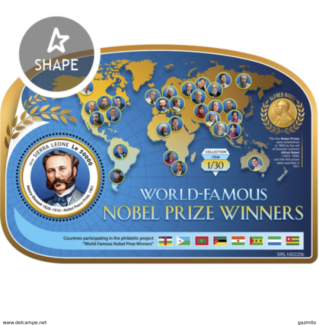 Sierra Leone 2019, Nobel Prize, Dunandt, BF - Henry Dunant