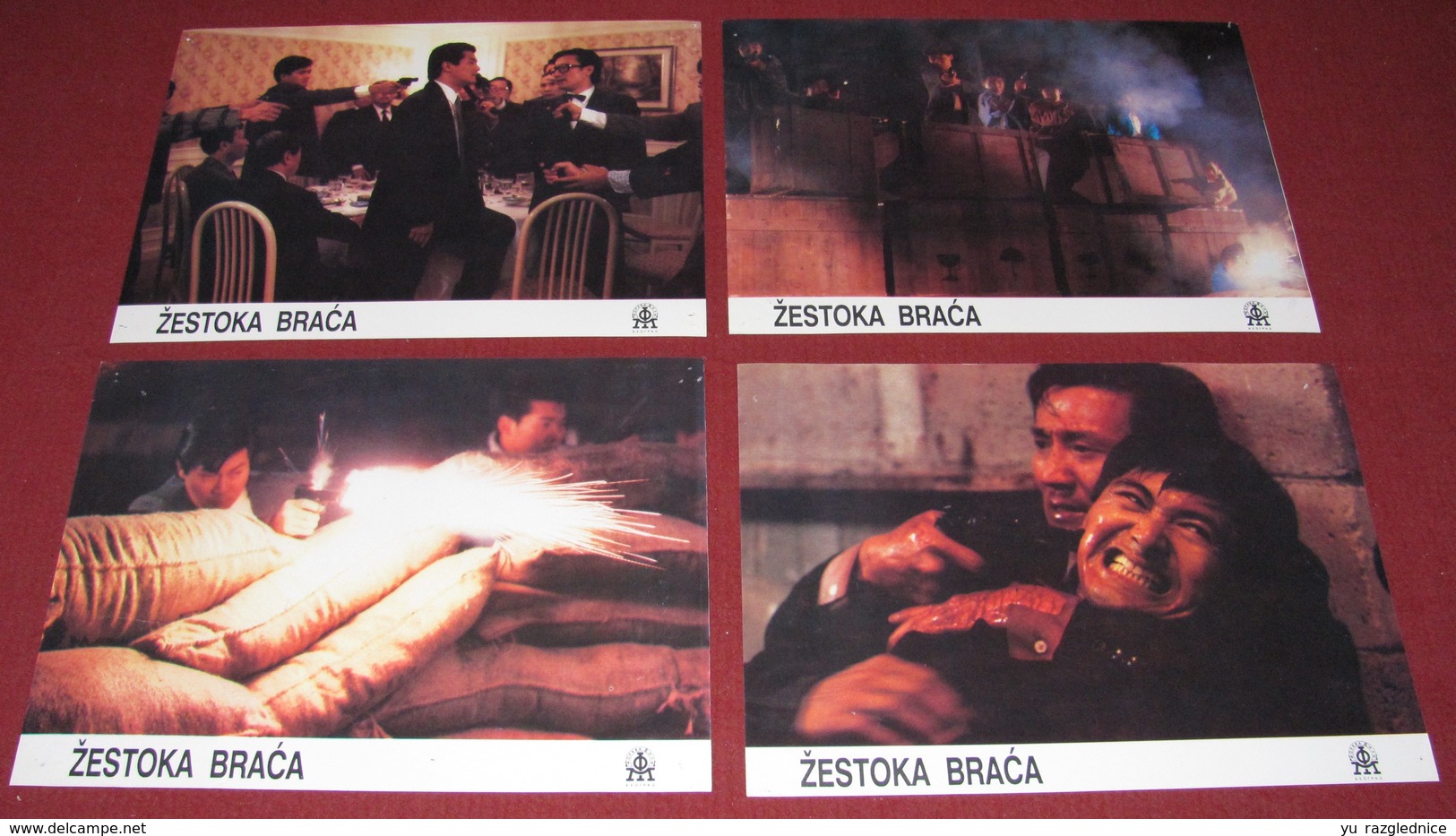 Yun-Fat Chow JIANG HU LONG HU MEN Alan Tang Pat Ha 4x Yugoslavian Lobby Cards - Foto's