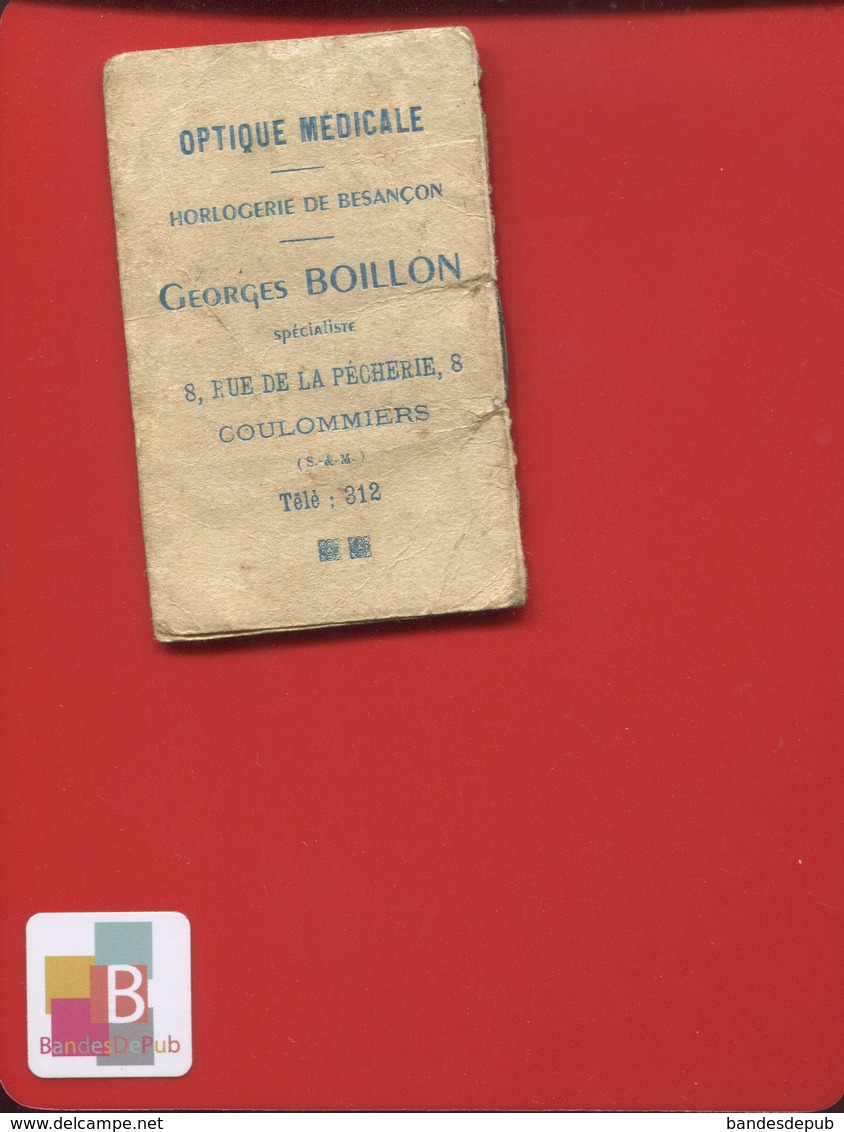 Coulommiers Optique Médicale Georges BOILLON Rue Pecherie Horlogerie Besançon Calendrier Femme ART DECO 1940 - Petit Format : 1921-40