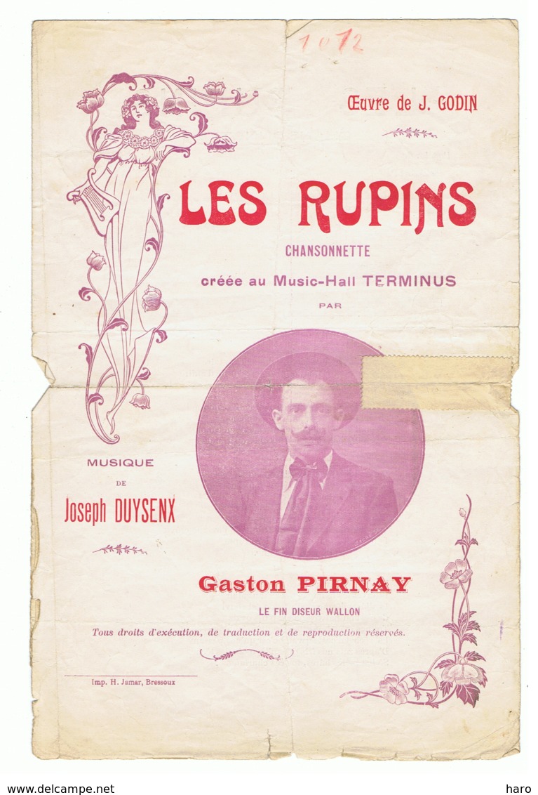 LIEGE - Gaston PIRNAY, Fin Diseur Wallon - Lot Partitions Musicales, Musique, Spectacle, Artiste,...J. Duysenx, J. Godin - Partitions Musicales Anciennes