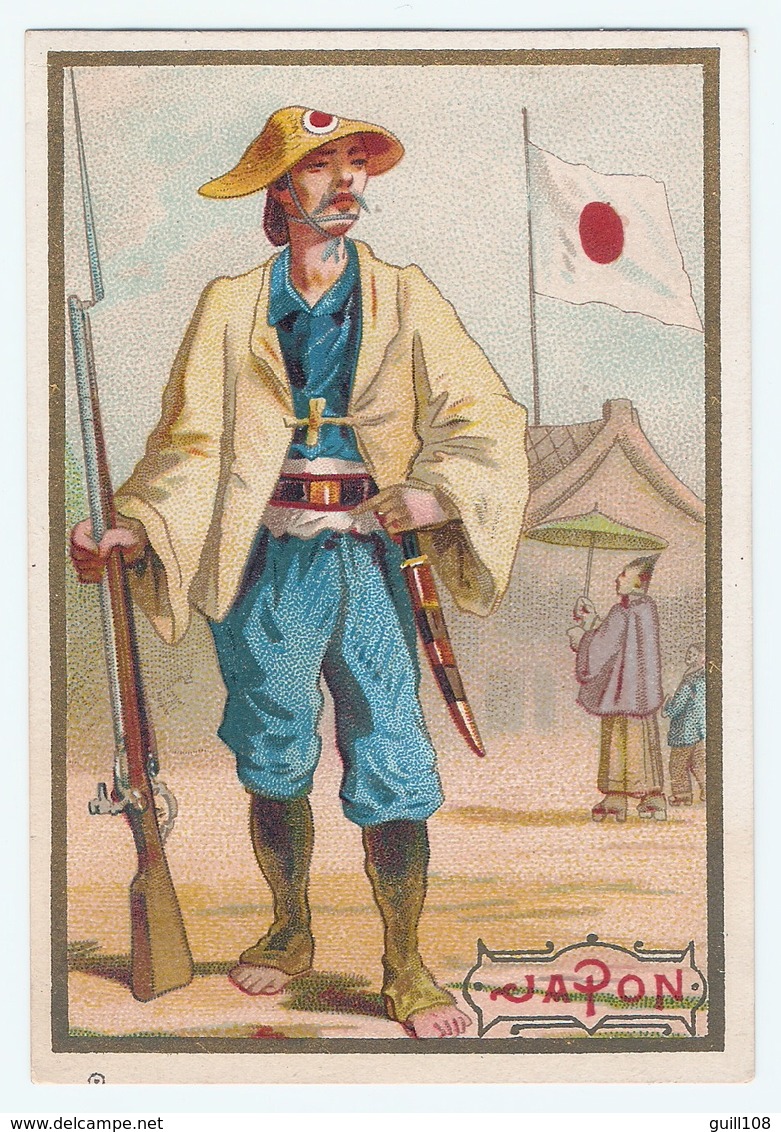 Jolie Chromo Chicorée Droulers Fresnes Soldat Japon Drapeau Fusil Japan Flag Patriotisme Armée French Trade Card A18-20 - Tee & Kaffee