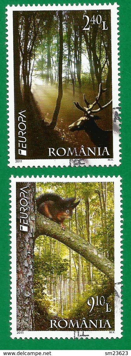 Rumänien / Romania  2011  Mi.Nr. 6522 / 6523 , EUROPA CEPT - Der Wald - Gestempelt / Used / (o) - 2011