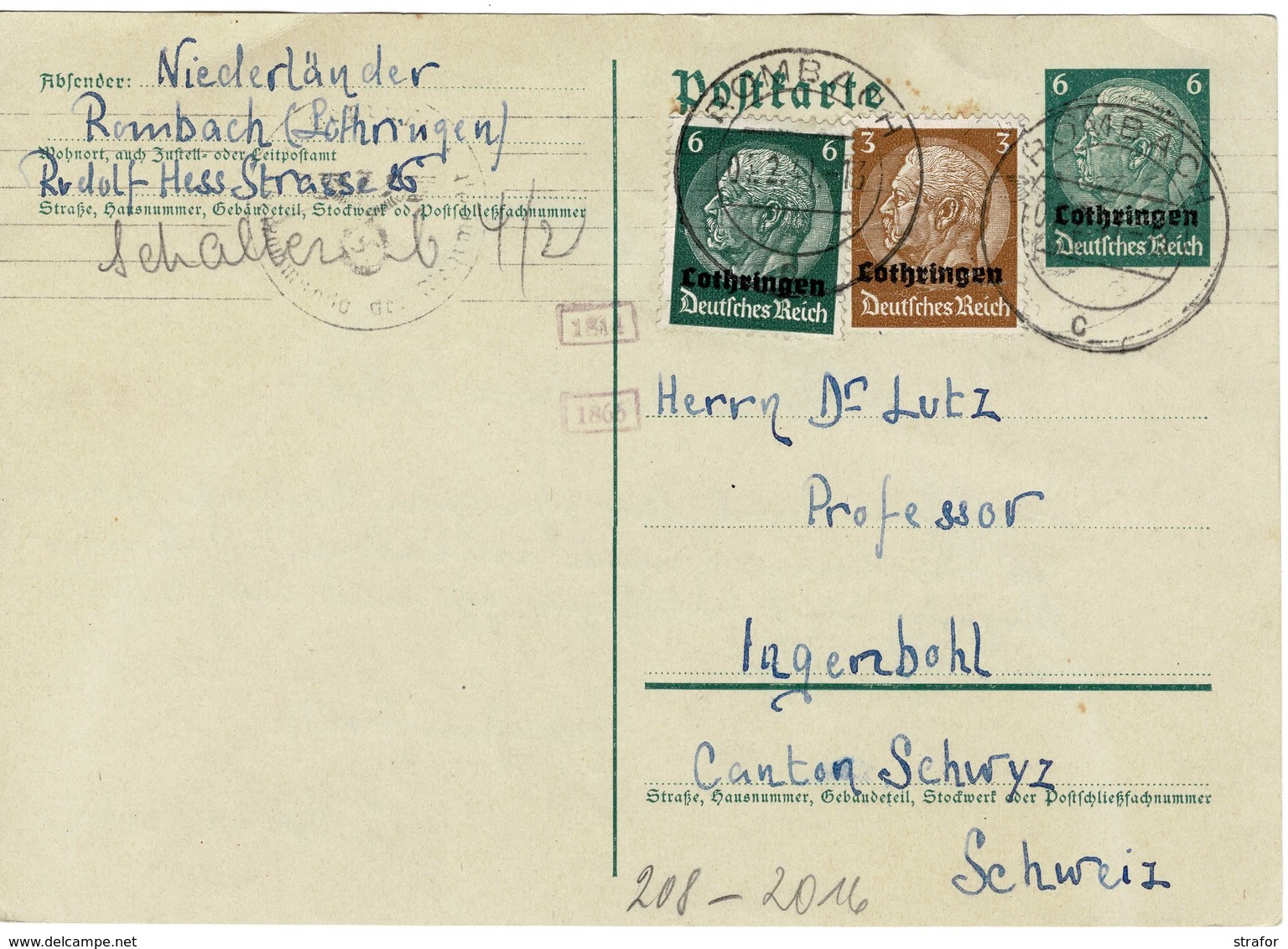 ROMBAS ROMBACH 1941 *** ENTIER POSTAL Avec Censure Linéaire Oberkommando Wehrmacht + 2 Cachets De Censeurs - Autres & Non Classés