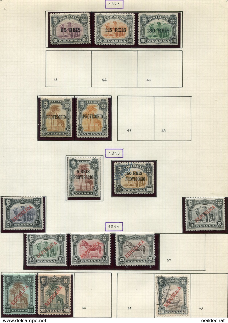 12245 NYASSA Collection Vendue Par Page  N° 40/2, 46/7, 50/6, 58/9, 62  */ °  1903-1911  B/TB - Nyassa