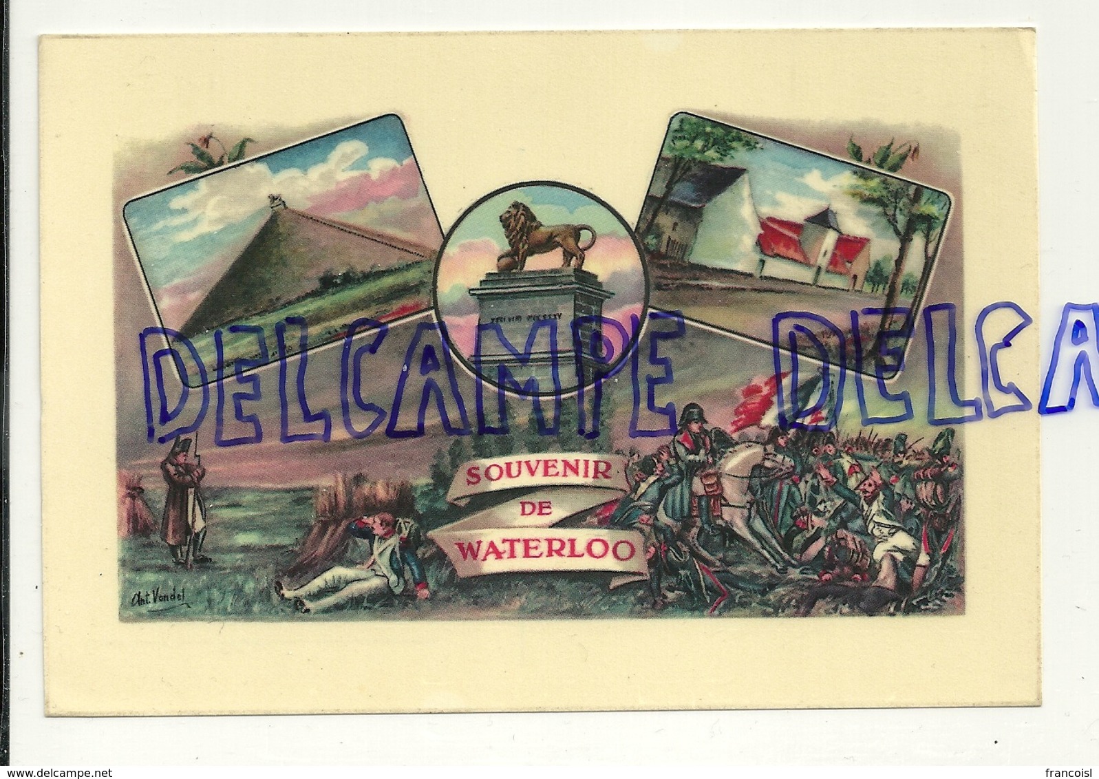 Souvenir De Waterloo. Carte Mosaïque. La Butte, Le Lion, La Ferme De La Belle Alliance - Waterloo