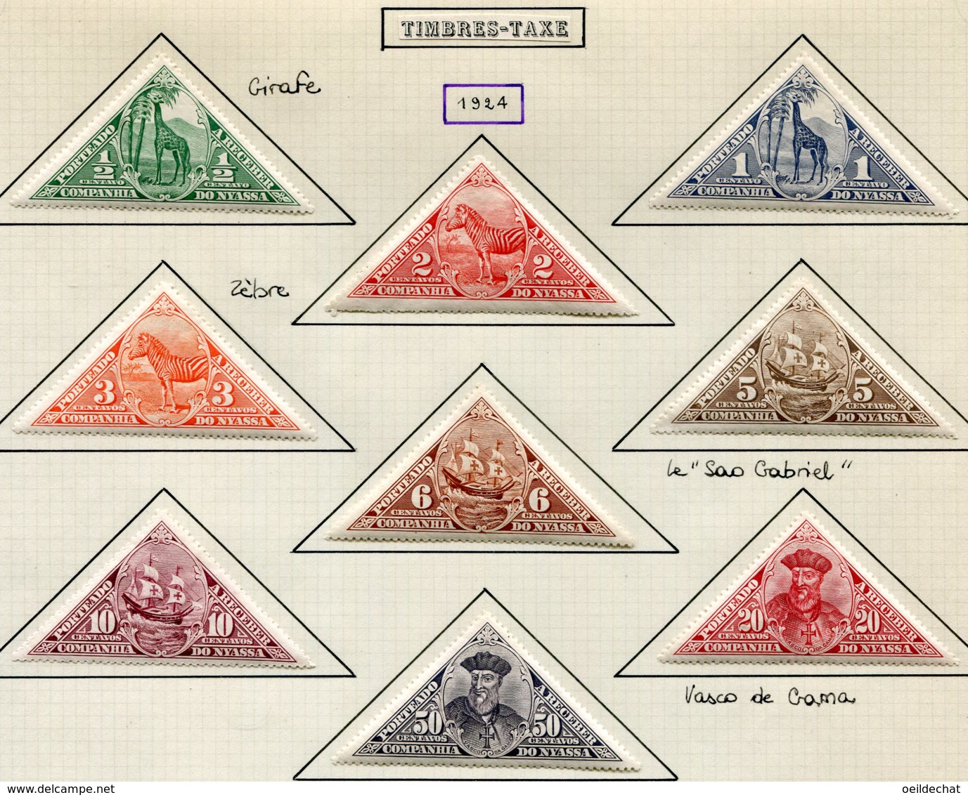 12248 NYASSA Collection Vendue Par Page :  Timbres-Taxe N° 1/9  *  1924  B/TB - Nyassa
