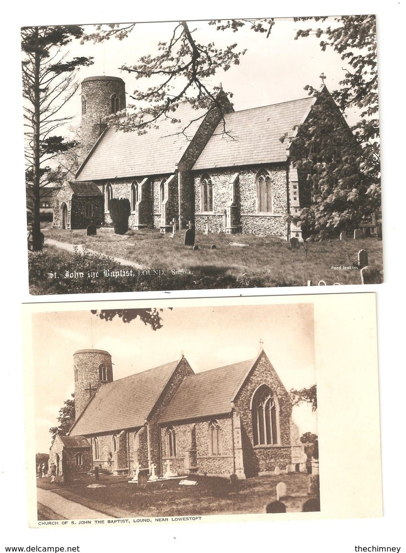 TWO OLD POSTCARDS OF LOUND CHURCH CHURCH OF ST. JOHN THE BAPTIST Nr LOWESTOFT - Other & Unclassified