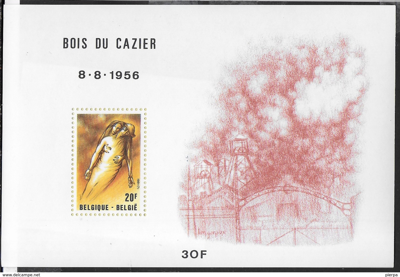 BELGIO - BOIS DU CAZIER -25° DISASTRO DI MARCINELLE - BLOCCO-FOGLIETTO  1981 (YVERT 57 - MICHEL 51) - NUOVO ** - Fogli Completi & Foglietti