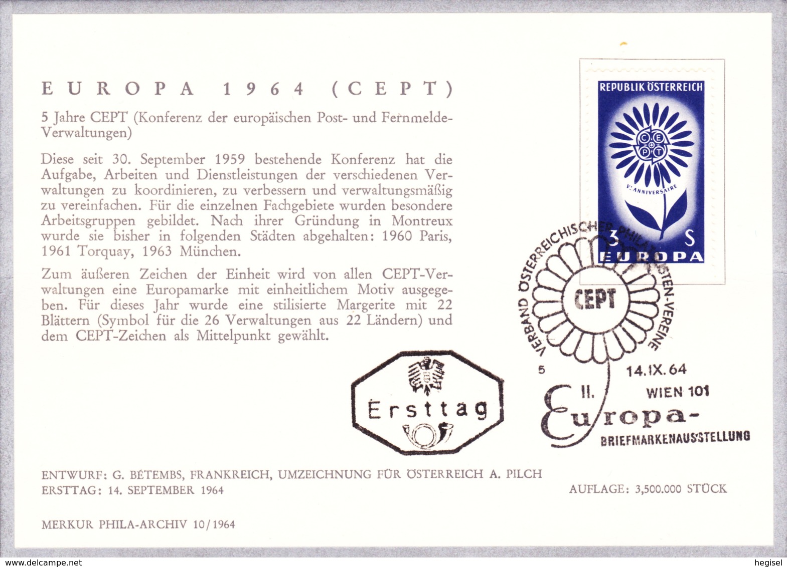 Europa 1964 - Stilisierte Blume FDC Karte (ANK 1203, Mi 1173) - FDC