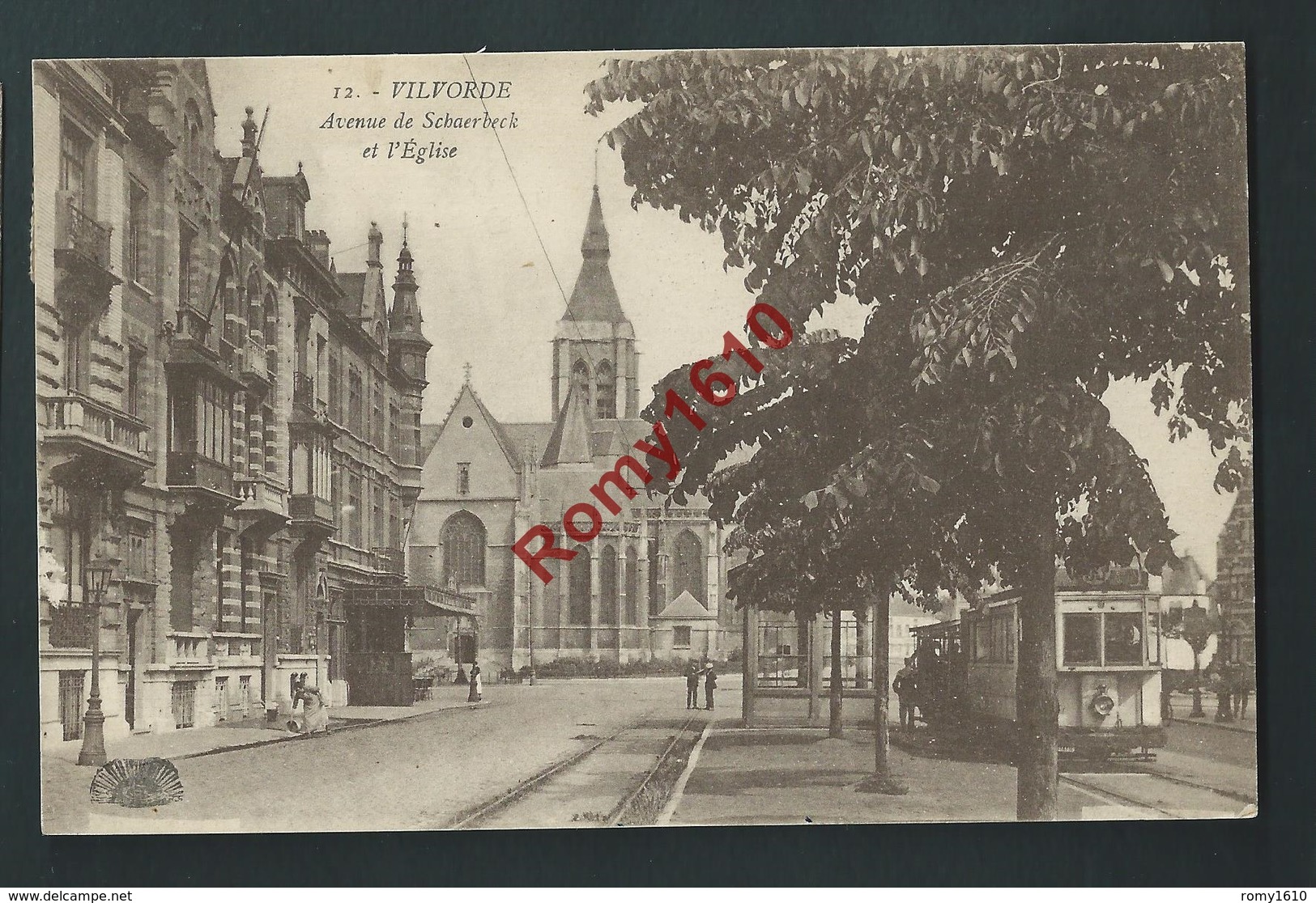 VILVORDE.  Avenue De Schaerbeck.  Eglise, TRAM, Animée.  1923. 2 Scans - Vilvoorde