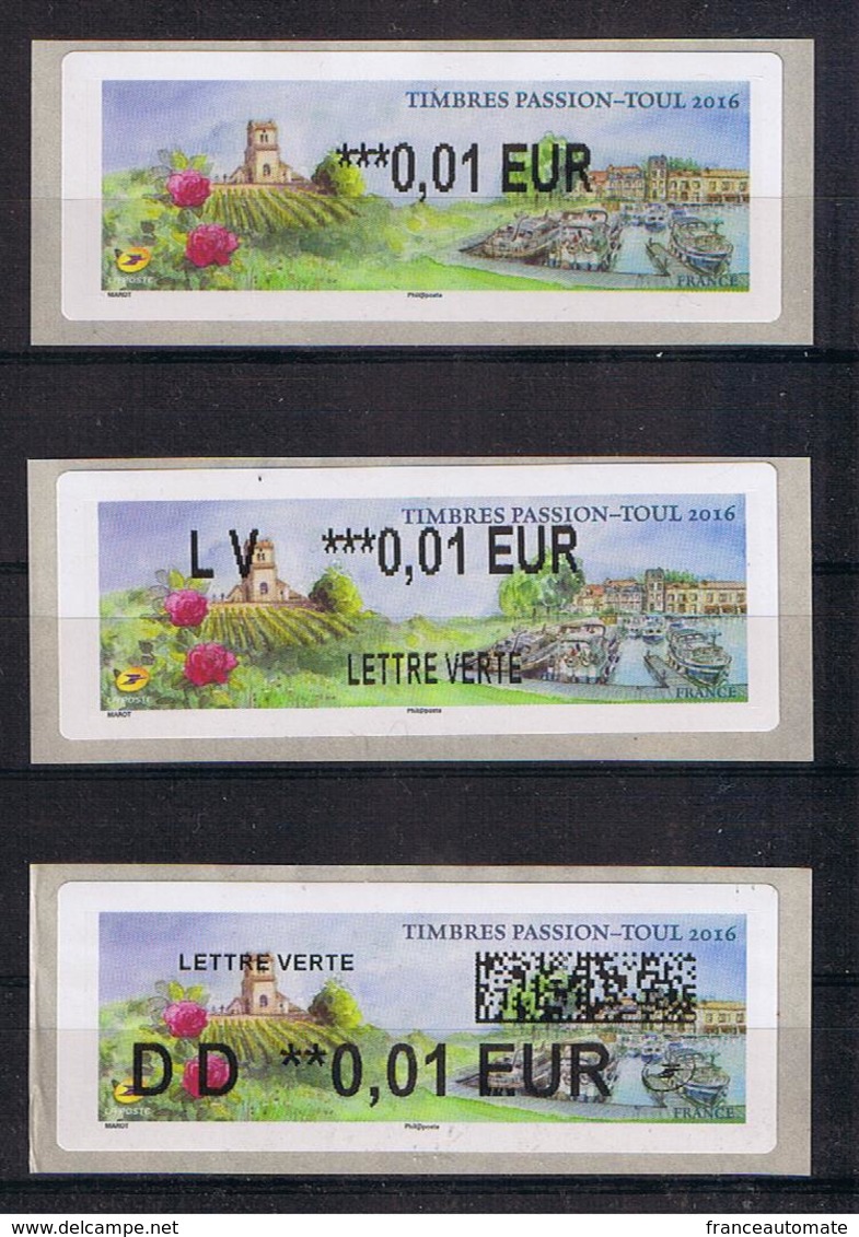 3 ATMs, LISA2, 3 Types De Vignette Au Choix, 0.01/ LV 0.01/ DD 0.01€, TIMBRE PASSION, TOUL, Rose, Vigne à BRULEY, - 2010-... Vignette Illustrate