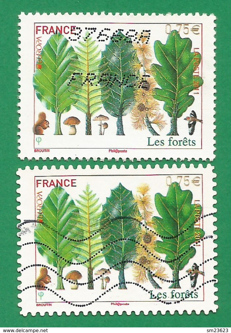 Frankreich  2011  Mi.Nr. 5099 / 5100 , EUROPA CEPT - Der Wald - Gezähnt + Selbstklebend - Gestempelt / Used / (o) - 2011