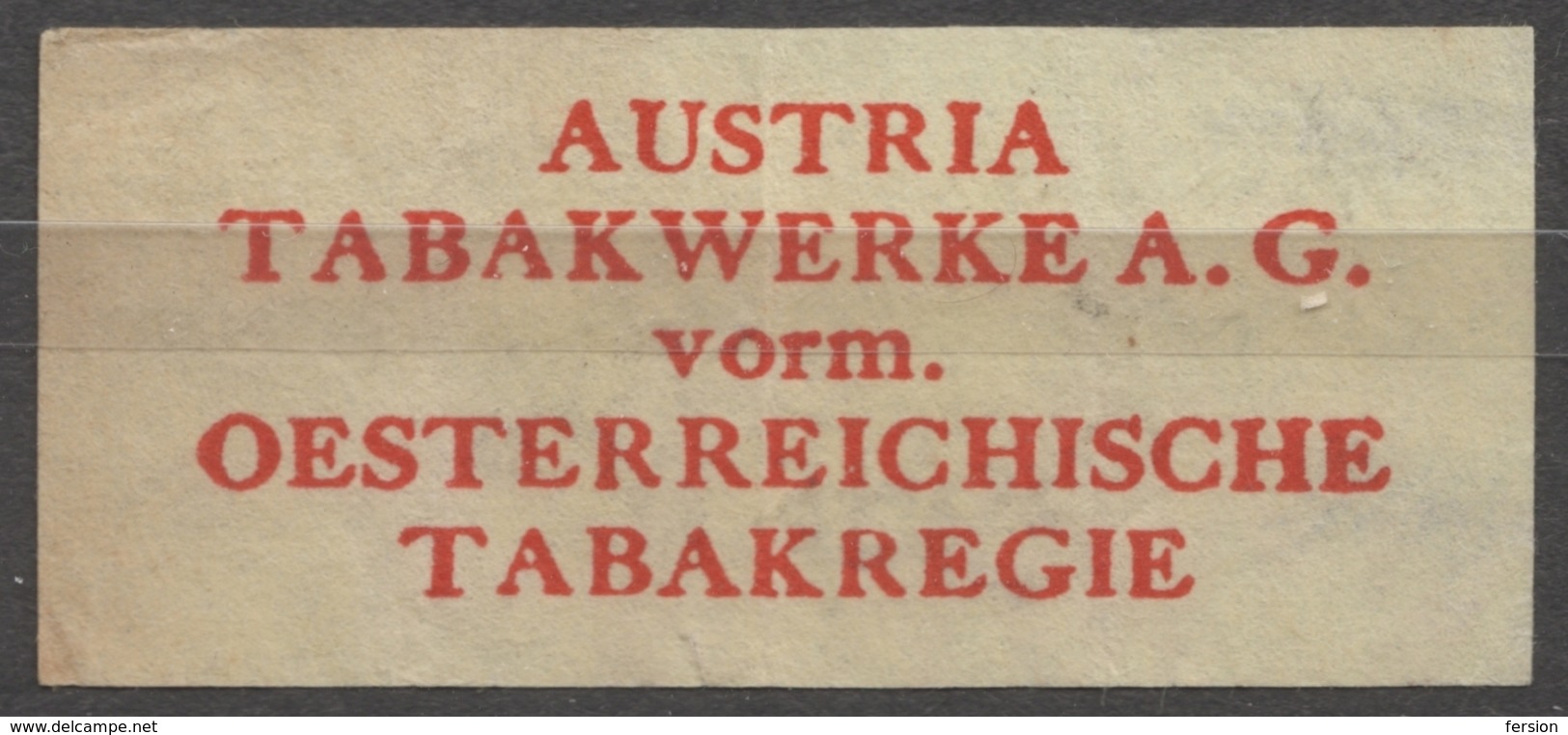 TABAKREGIE - AUSTRIA TABAKWERKE - CIGARETTE Cigarette Tobacco - Label Vignette - Labels