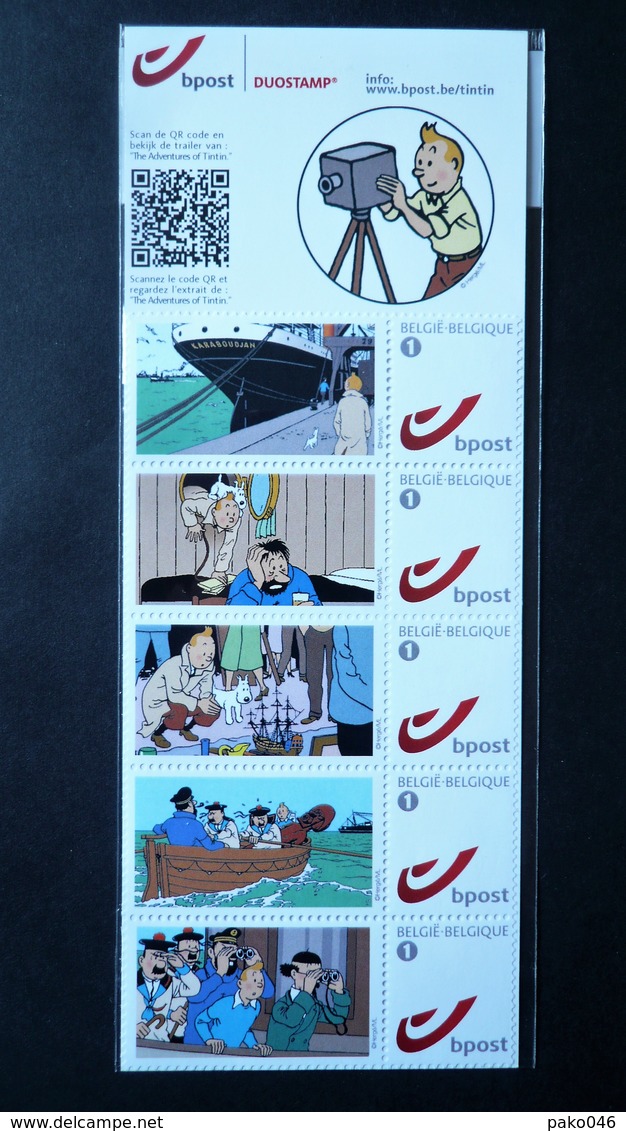 Duostamps TINTIN Marine ** - 5 Timbres - Autres & Non Classés