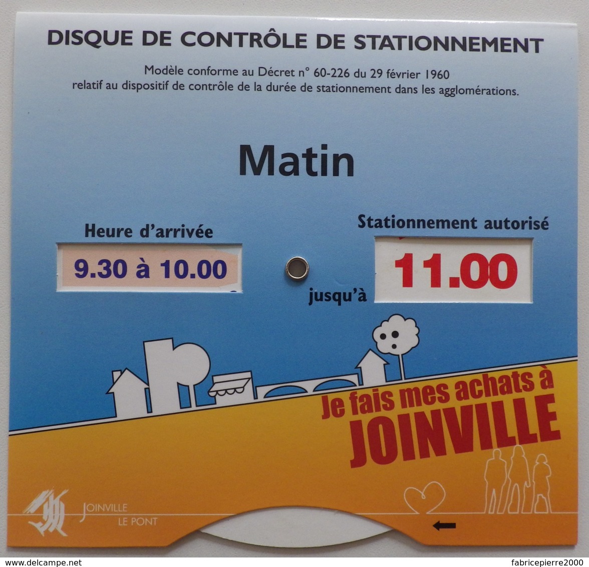JOINVILLE-LE-PONT (94) - Disque De Contrôle De Stationnement - Etat Neuf - Coches