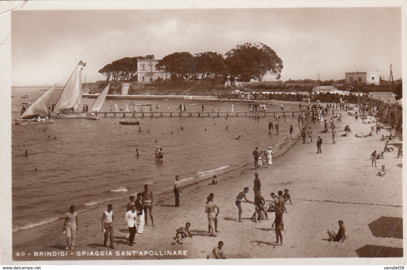 BRINDISI-SPIAGGIA SANT'APOLLINARE-CARTOLINA VERA FOTOGRAFIA NON VIAGGIATA -ANNO 1940-1948 - Brindisi