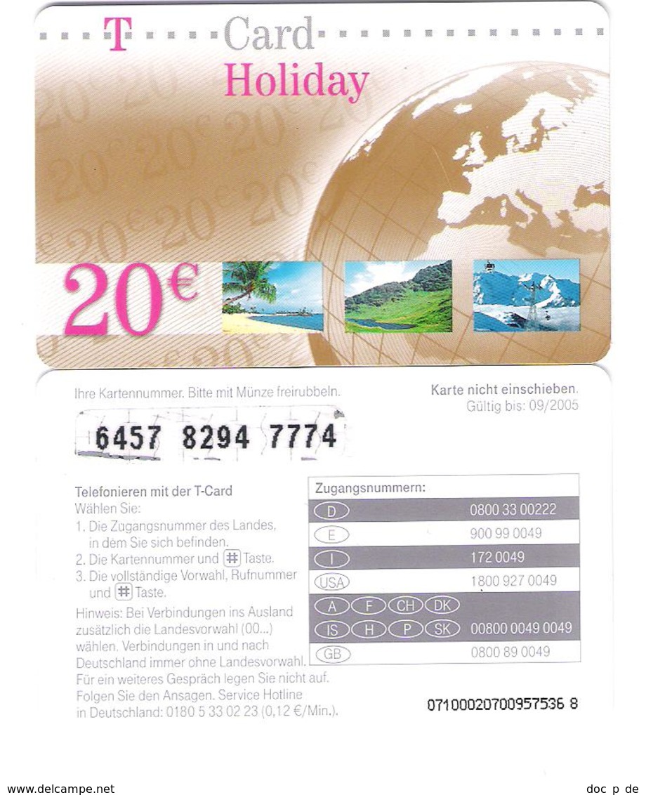 Germany - T-Card Holiday - 20€ - Prepaid Card - Calling Card - [3] T-Pay  Micro-Money