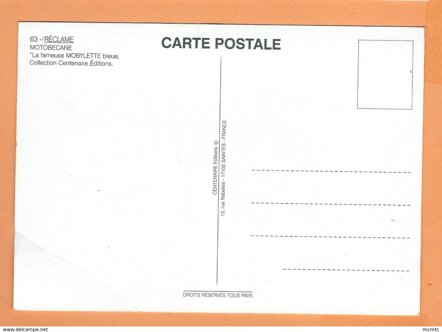 Carte Moderne - - Réclame - Motobécane - "La Fameuse Mobylette Bleue - Collection Centenaire Editions - Autres & Non Classés