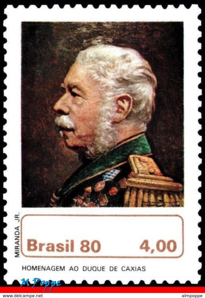 Ref. BR-1690 BRAZIL 1980 FAMOUS PEOPLE, DUKE OF CAXIAS, PATRON OF, ARMY, PAINTING, MNH 1V Sc# 1690 - Nuevos