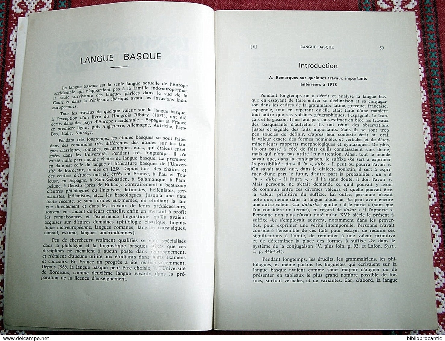 BULLETIN MUSEE BASQUE N°60(2tr/1973) * LA LANGUE BASQUE * Par René LAFON /Sommaire Sur Scan - Baskenland