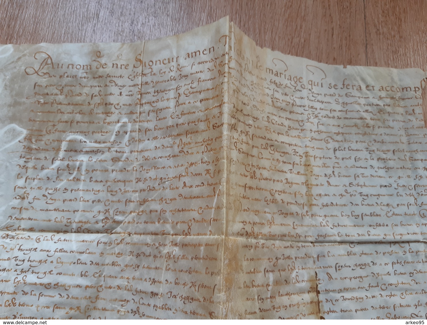 Grand Contrat De Mariage Sur Parchemin 1622 - Manuscrits