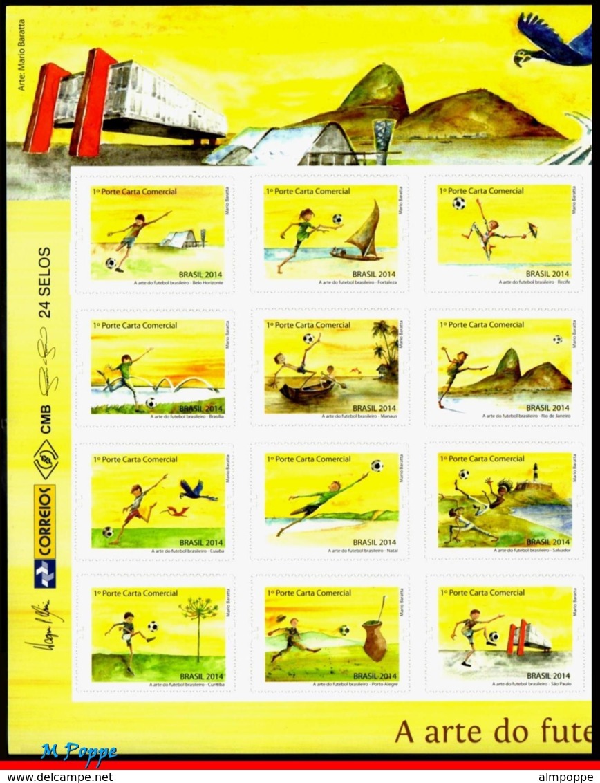 Ref. BR-3270-LE BRAZIL 2014 FOOTBALL-SOCCER, WORLD CUP CHAMPIONSHIP,, THE ART OF BRAZILIAN SOCCER, MNH 12V Sc# 3270 - Neufs