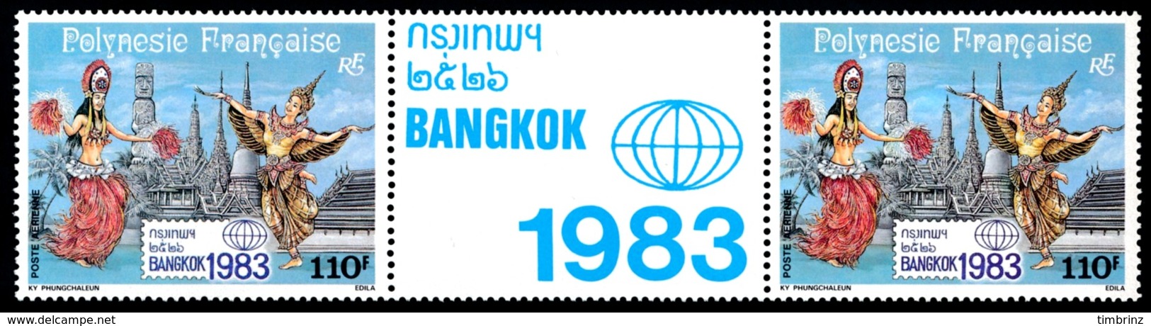 POLYNESIE 1983 - Yv. PA 177A = 177 En Paire ** SUP  Cote= 8,40 EUR - Tryptique Expo Phil. Bangkok' 1983  ..Réf.POL23698 - Unused Stamps