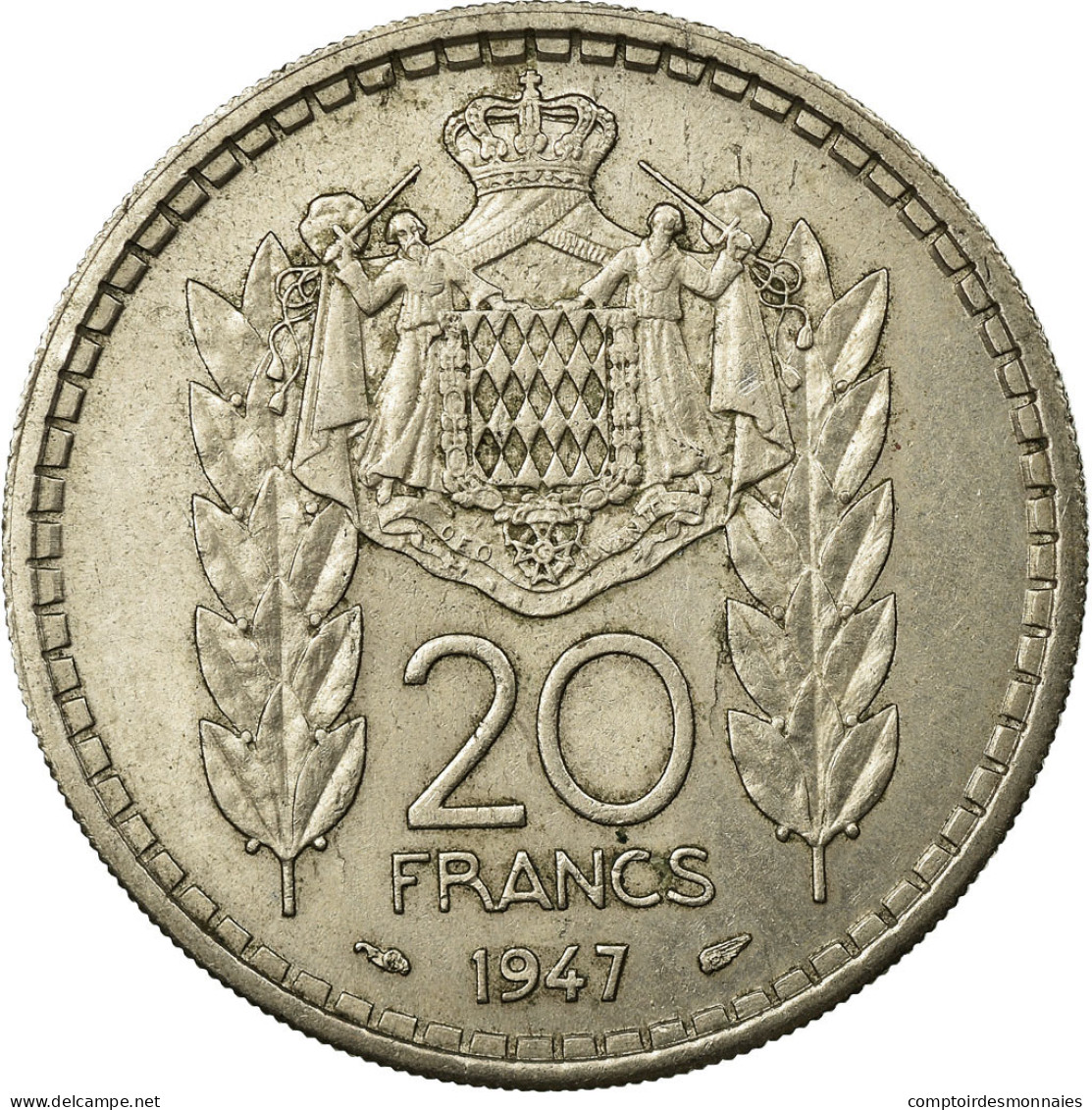 Monnaie, Monaco, Louis II, 20 Francs, Vingt, 1947, Paris, TTB, Copper-nickel - 1922-1949 Louis II